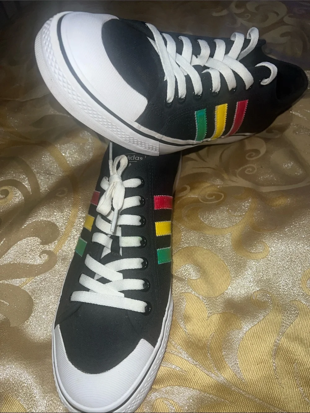 Adidas Original Nizza Low Tricolor Stripes Rasta Black FV0658 SZ 13